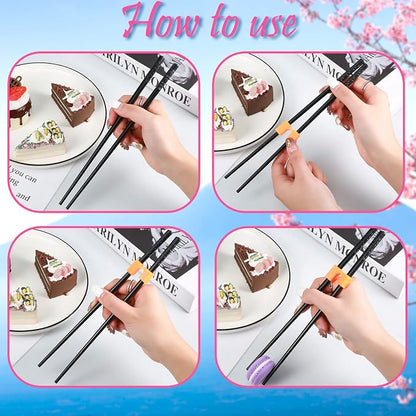 5 Pairs Reusable Chopsticks Helpers Training Chopstick for Beginner Replaceable Practice Chopsticks Non-slip Training Chopstick for Adults Learner(Polymer,Black)