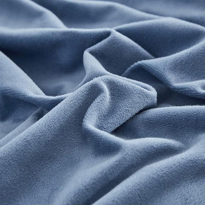 Wellboo Blue Velvet Comforter Sets Twin Boys Men Lake Blue Fluffy Bedding Comforters Women Girls Solid Blue Flannel Cozy Quilts Modern Plain Haze Blue Aesthetic Blanket Luxury Ultra Soft Shaggy Bed