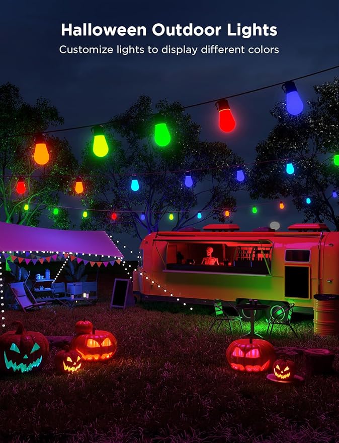 Govee Smart Outdoor String Lights H7020, RGBIC Warm White 48ft LED Bulbs for Halloween Decorations, Christmas, WiFi Patio Lights Work with Alexa, Google Assistant, APP Control, IP65 Waterproof
