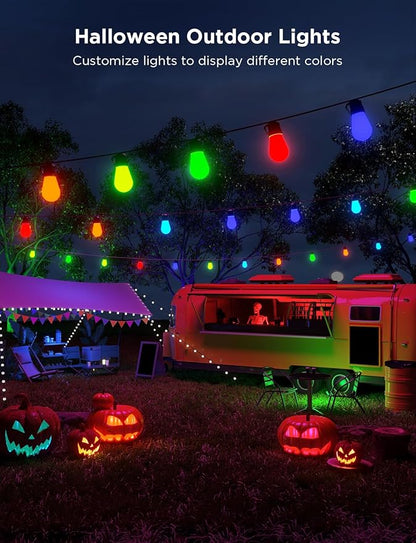 Govee Smart Outdoor String Lights H7020, RGBIC Warm White 48ft LED Bulbs for Halloween Decorations, Christmas, WiFi Patio Lights Work with Alexa, Google Assistant, APP Control, IP65 Waterproof