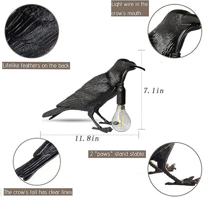 Raven Desk Lamp, Raven Lamp, Bird Lamp, Resin LED Bird Lamp for Bedroom/Office/Living Room/Farmhouse Art Deco with Plug