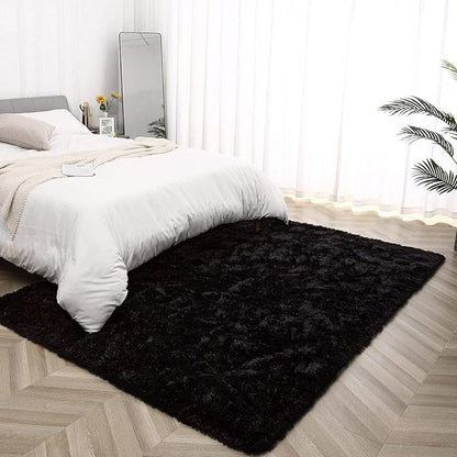 YOBATH Fluffy 8x10 Feet Area Rugs for Living Room Bedroom, Large Modern Soft Fuzzy Shaggy Carpet Shag Rugs Girls Boys Kids Nursery Dorm Room, Black