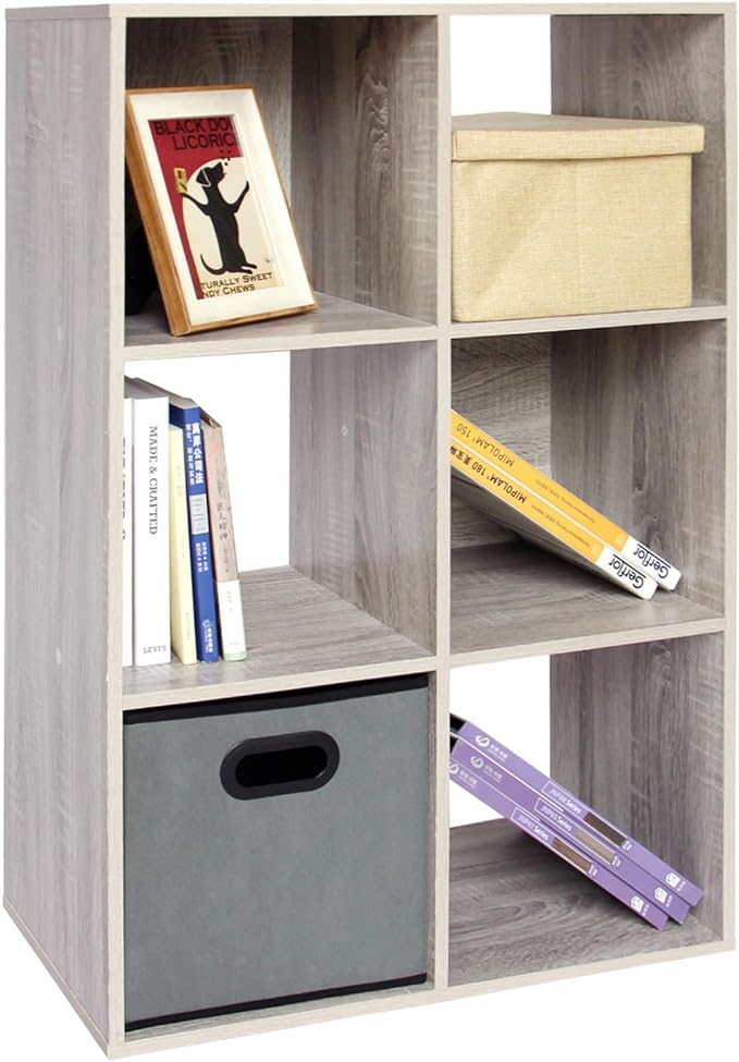PACHIRA E-Commerce 6 Cube Storage Organizer, Unit Shelf, Closet Cabinet, Bookshelf File Organizer Rack in Living Room, Bedroom, Study OAK GREY