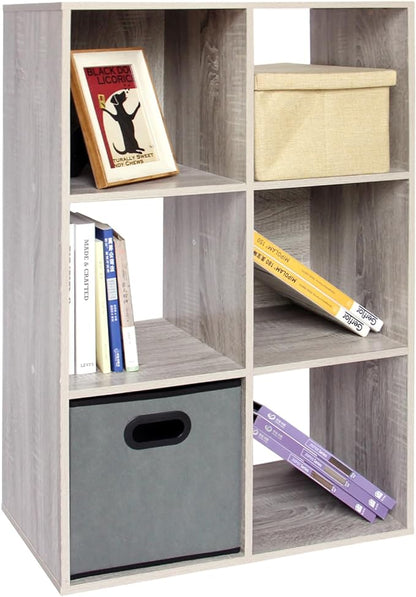 PACHIRA E-Commerce 6 Cube Storage Organizer, Unit Shelf, Closet Cabinet, Bookshelf File Organizer Rack in Living Room, Bedroom, Study OAK GREY