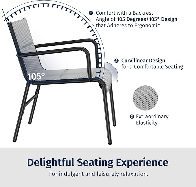 EAST OAK Outdoor Conversation Waterproof Patio Furniture Set, 4-Pieces, Grey