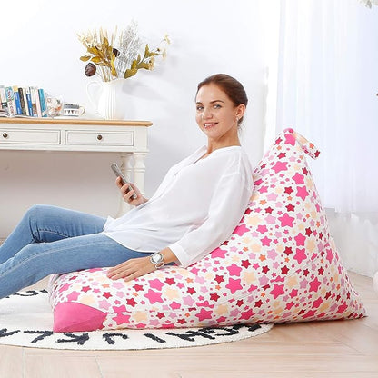 Aubliss Stuffed Animal Storage Bean Bag Chair Cover, 50"x 35" Extra Large Bean Bags for Kids & Adults, Beanbag Toy Storage for Boys Girls - Premium Cotton Canvas Bola
