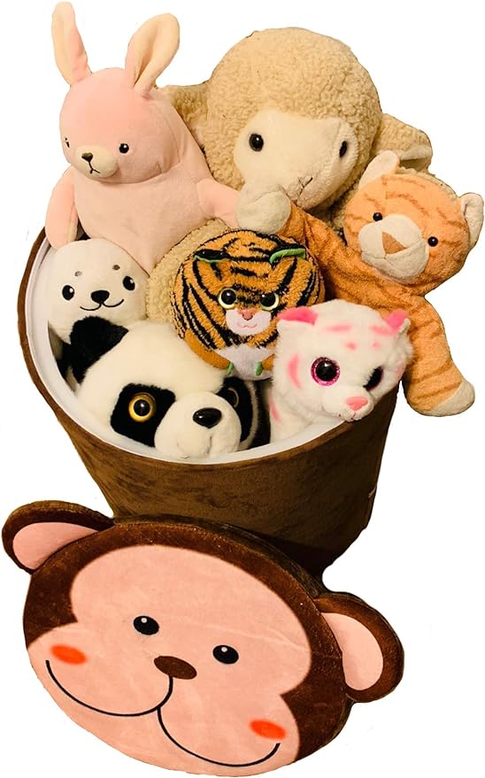 Storl Organizer Storage Stool for Toy and Cloth and Kids Stool (Monkey, 12Wx13H)