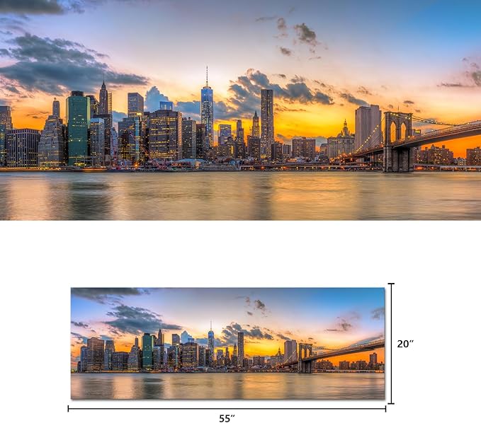 Kalormore New york City Skyline Canvas Wal Art Brooklyn Bridge Picture for Wall