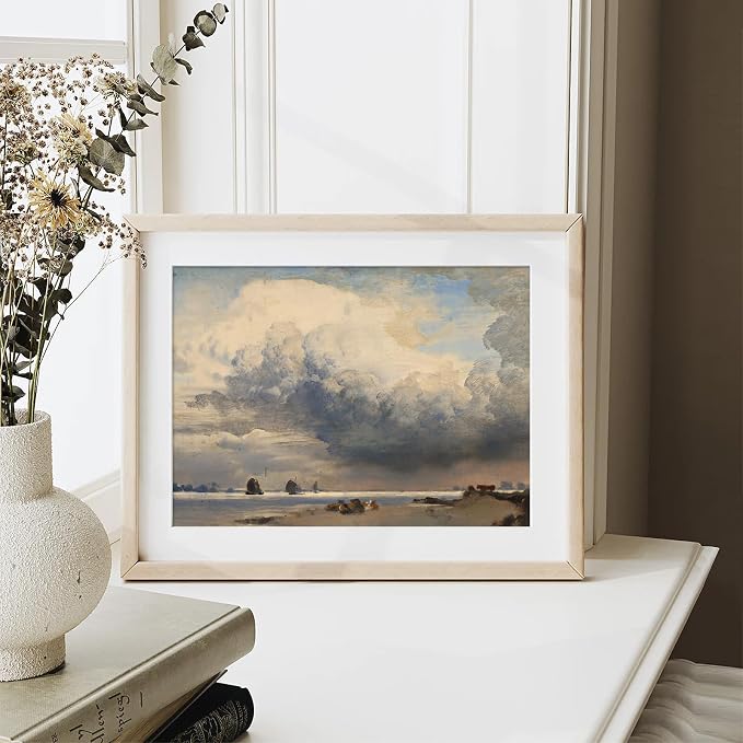 XOCUUI Unframed Canvas Wall Art Vintage Decor, Home Decor Danish Coastal Landscape in Stormy Weather Classical Paintings, Coastal Wall Art for Living Room Bedroom Office Decor, 8"x10"