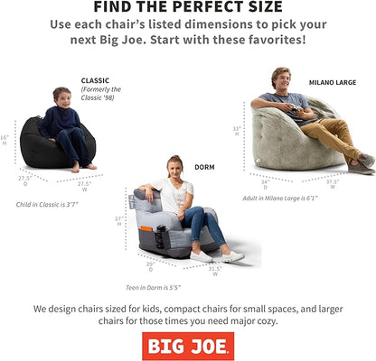 Big Joe Roma Bean Bag Chair, Chocolate Plush, Soft Polyester, 3 feet