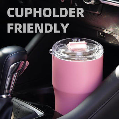 BJPKPK 24 oz Coffee Tumbler, Insulated Stainless Steel Travel Cup | Double Wall Vacuum, Leak Proof Lid, Keeps Hot/Cold/Iced, BPA Free, Dishwasher Safe, Cupholder, Pink