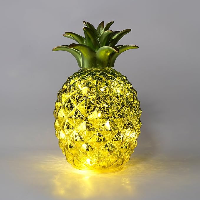 Life has light，Mercury Glass Pineapple lamp, Night Light with Timer, Glass Desk lamp for Bedroom, Dressing Table, Living Room, Children's Room, Coffee Table, Holiday Decoration, Gifts for Women.