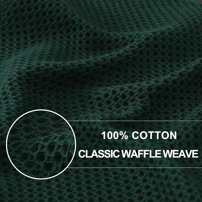 Homaxy 100% Cotton Waffle Weave Kitchen Dish Towels 24-Pack, Blackish Green | 13 x 28 Inches, Ultra Soft Absorbent Dish Towels, Quick Drying Cleaning Towels