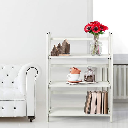 Casual Home 3-Shelf Folding Stackable Bookcase (27.5" Wide)-White