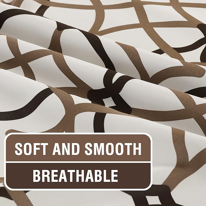 H.VERSAILTEX Blackout Curtains Printed Design 63 Inch Length 2 Panels Set Thermal Insulated Curtains for Bedroom Living Room Geometric Modern Grommet Window Drapes - Taupe and Brown