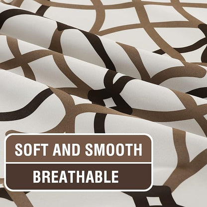 H.VERSAILTEX Blackout Curtains Printed Design 63 Inch Length 2 Panels Set Thermal Insulated Curtains for Bedroom Living Room Geometric Modern Grommet Window Drapes - Taupe and Brown