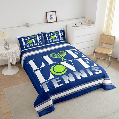 Feelyou Kids Tennis Comforter Set Twin Size Tennis Ball Bedding Set for Boys Girls Teens Bedroom Decor Ball Gaming Comforter Women Men Gift for Tennis Lover Duvet Set with 1 Pillow Case