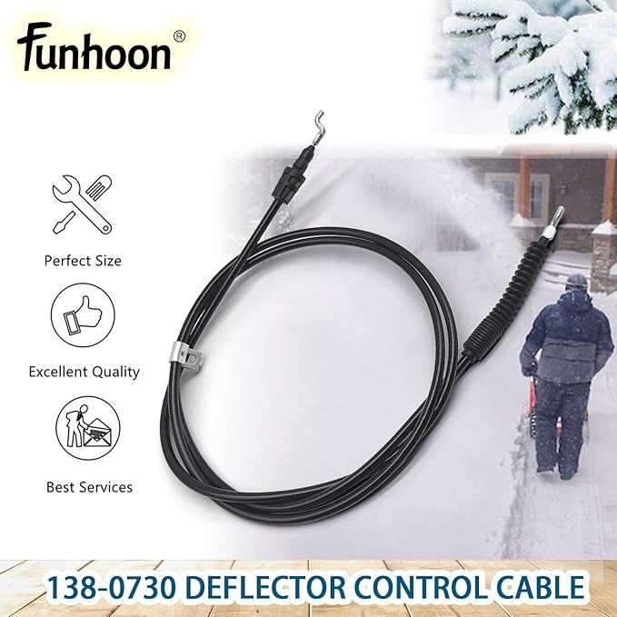 138-0730 Deflector Control Cable for Toro Power Max Heavy-Duty 38830 38840 38841 38842 38843 38844 38850 38855 38860 38865 Snow Thrower Snowblowers