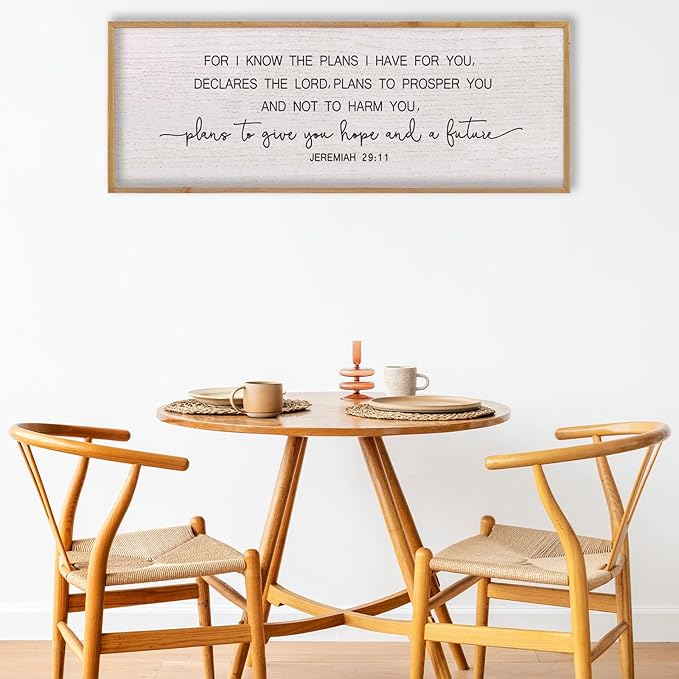 LuZhiQiang Bible Verse Jeremiah 29:11 Wall Art 40"x15" Large Scripture Christian Blessing Decor Plans To Give You Hope And A Future Sign (Wood)