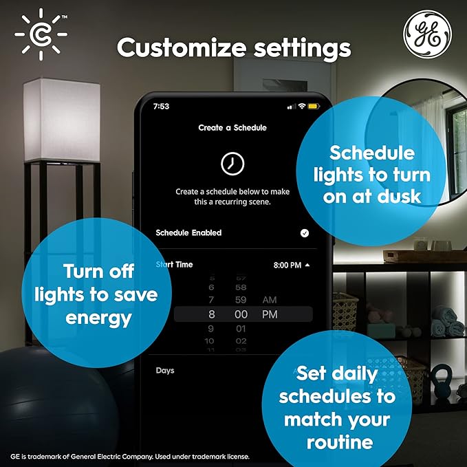 GE CYNC Smart LED Light Bulbs, Tunable White, Bluetooth and Wi-Fi, Works with Alexa and Google, BR30 Indoor Floodlights (2 Pack)