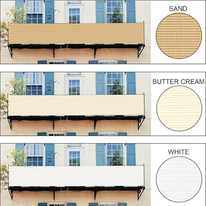 LOVE STORY Custom Size 3'x11' Butter Cream Balcony Privacy Screen,UV Block Privacy Fence Screen,90% Shield for Outdoor Pool Garden Apartment Railing