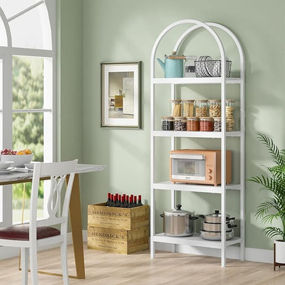 Tribesigns 4-Tier Open Bookshelf, 70.8" Industrial Wood Bookcase Storage Shelves with Metal Frame, Freestanding Display Rack Tall Shelving Unit for Office, Bedroom, Living Room (White, 1PC)