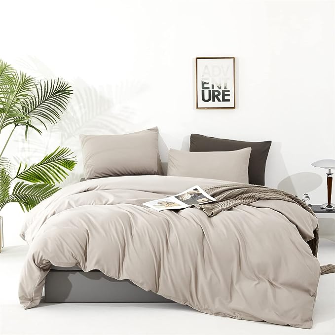Light Khaki Comforter Set King Size Khaki Comforter 3 Pieces Champagne Color King Comforter Bedding Set Women Solid Khaki King Bed Comforter Set All Season Gift