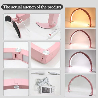 Yoidesu Half Moon Nail Desk Lamp, 27.5inch 3200K to 5600K Dimmable LED Lash Light 40W 320LED 2000LM Beauty Light for Skincare Eyebrows Nail Art Tattoo Facial Spa, Adjust Brightness