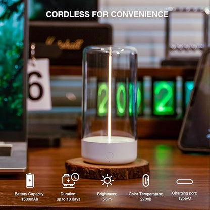 Mini Minimalist Table Lamp Cordless LED Desk Lamp Rechargeable Modern Night Lights Portable Nightstand Lamps Unique Ambient Light Mood Lighting for Bedroom, Beside, Nursery