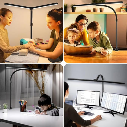 Double Head LED Desk Lamp with Anti-Glare Cover Computer Desk Lamp for Home Office 24W Brightest Desk Light Office Lamp for Workbench Drafting Architect Reading with Remote Control