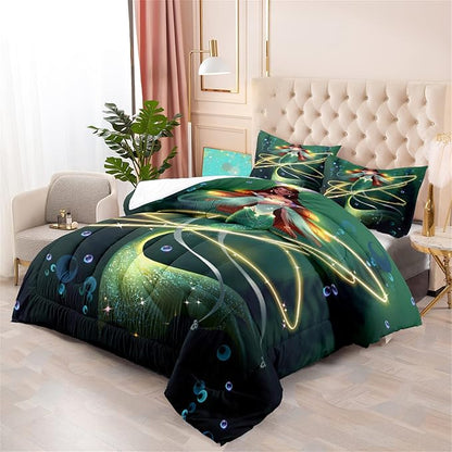 Mermaid Full Size Bedding Set Mermaid Bedding Full Bubble Mermaid Set for Girls Beautiful Mermaid Fairy Tale Bedding Set with 1 Comforter and 2 Pillowcases for Girls Bedroom Decor, Full Size