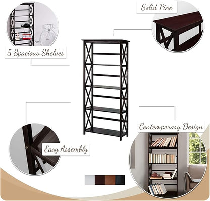 Casual Home Montego 5-Shelf Bookcase, Black (New)