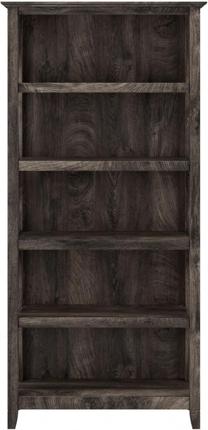 Bush Furniture Key West Tall 5 Shelf Bookcase in Dark Gray Hickory