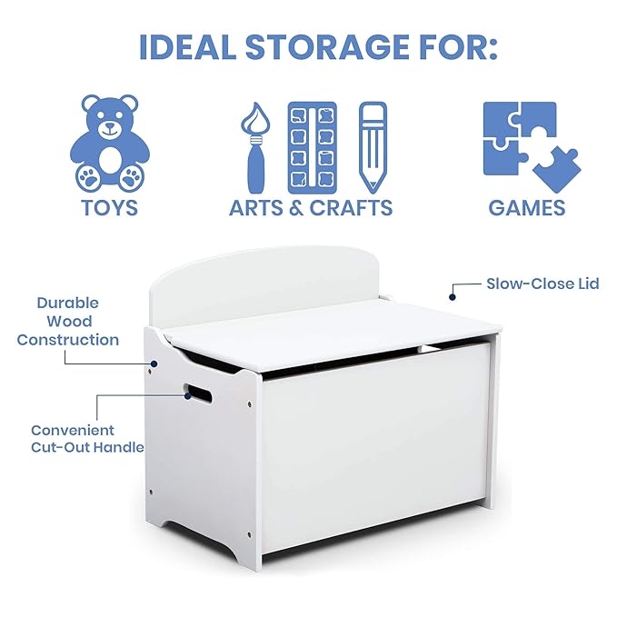 Delta Children MySize Deluxe Toy Box, Bianca White