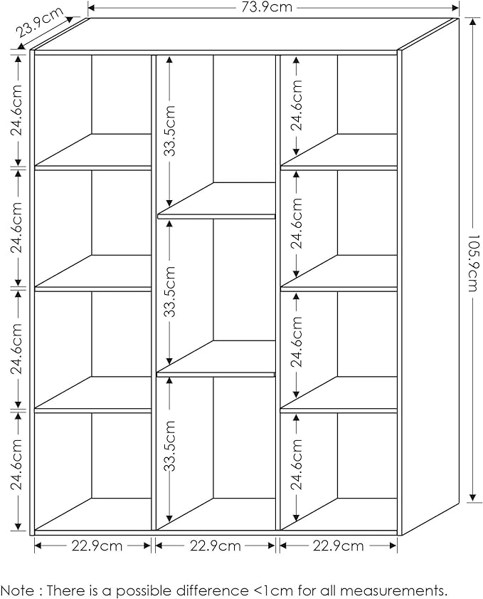 Furinno Luder Bookcase / Book / Storage , 11-Cube, White