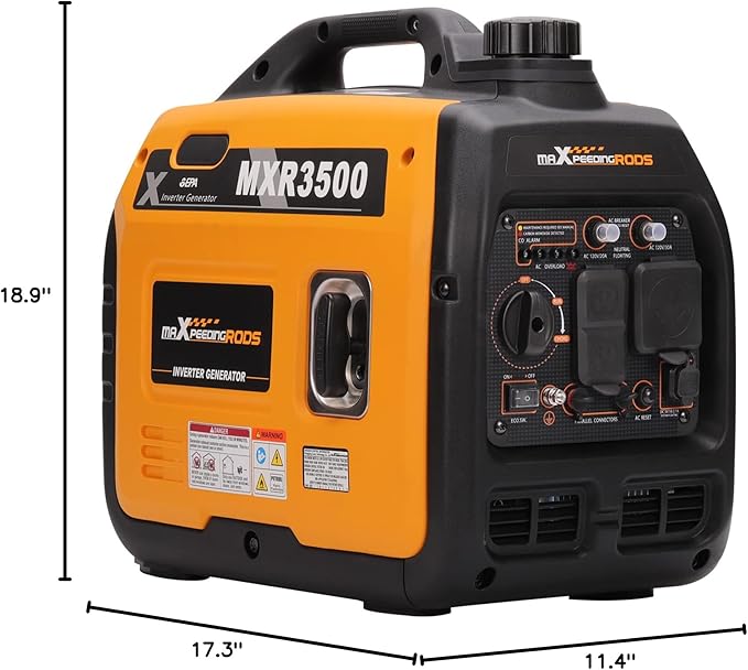 MaXpeedingrods 3500 Watt Portable Inverter Generator Gas Powered, EPA Compliant, Compact and Lightweight for Home Backup Power, Outdoor Camping, RV and Trailer