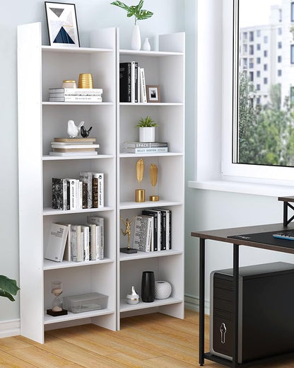 6-Tier Bookshelf, 66.9 Inches Floor Standing Bookcase, Display Storage Shelf, Corner Shelf, Home Decor Furniture for Home Office, Living Room, Bedroom, White 01103XBC