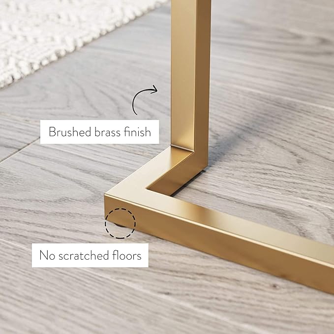 Nathan James Leighton Two-Drawer Writing Glam Accents Brass, Home Office Computer Desk or Vanity Table, 2, White/Gold, Small