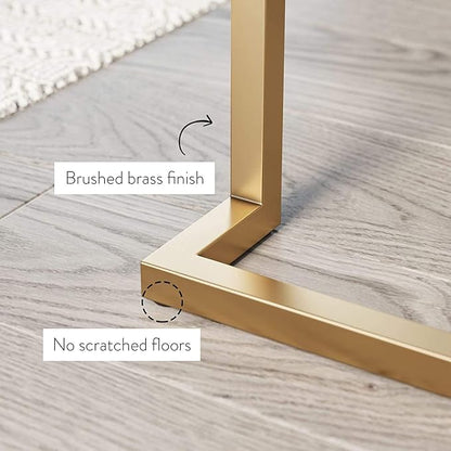 Nathan James Leighton Two-Drawer Writing Glam Accents Brass, Home Office Computer Desk or Vanity Table, 2, White/Gold, Small