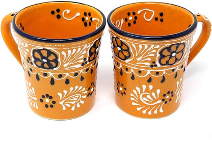 Encantada Handmade Hand-Painted Authentic Mexican Pottery Mugs (2-Pack, Mango)