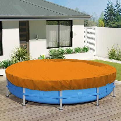 ECOOPTS 7 ft Round Pool Cover for Above Ground Pools, Swimming Pool Cover Protector Winter Safety Cover (Orange)