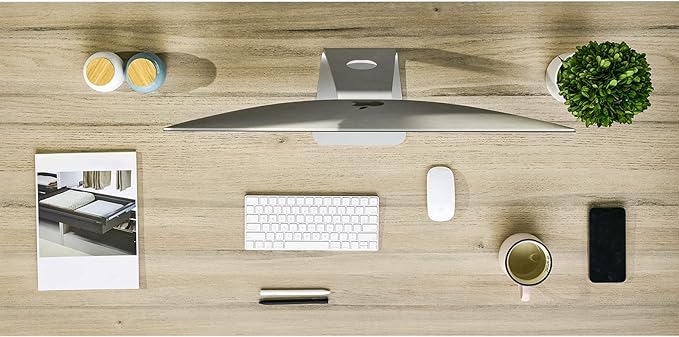Kaboon Universal Tabletop 55"x27.5", Solid One-Piece Melamine Table Top, Double Desk L-Desk DIY, Home and Office Countertop, Oak
