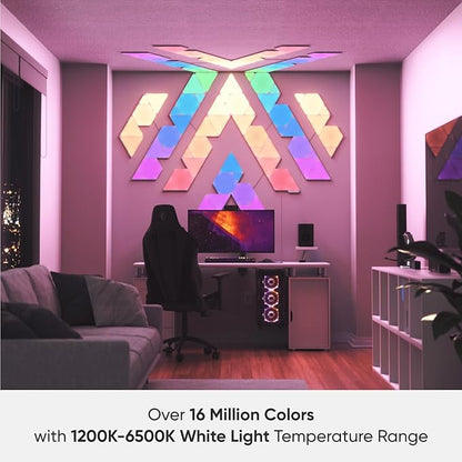 Nanoleaf Shapes WiFi and Thread Smart RGBW 16M+ Color LED Dimmable Gaming and Home Decor Wall Lights Smarter Kits (Triangles Smarter Kit (7 Pack)