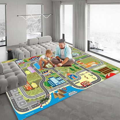 Kids Rug Play Mat for Toy Cars,City Life Road Traffic Educational Carpet,Have Fun Throw Rug,Non-Slip Nursery Rug for Boy and Girl Bedroom 200×300cm/79×118in