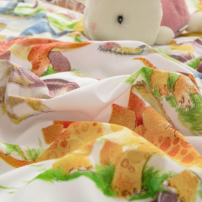 Kids Dinosaur Comforter Set Full Size Boys Girls Watercolor Cute Dino Bedding Set Ultra Soft Lightweight Jungle Animal Pattern Comforter for Children (1 Comforter + 2 Pillowcases, Full)