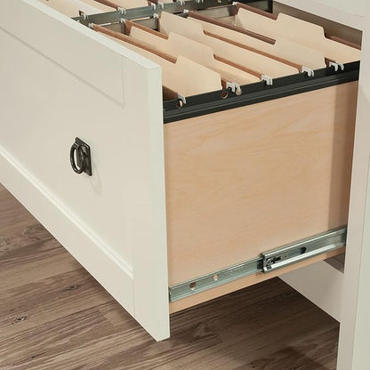 Sauder August Hill Lateral File, L: 19.53" x W: 32.28" x H: 29.25", Soft White Finish