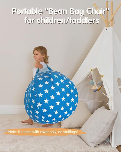 Aubliss Stuffed Animal Bean Bag Storage Chair (Blue Star, X-Large (48''))