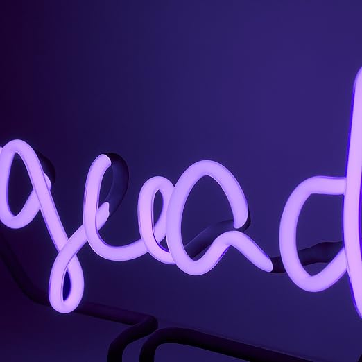 Amped & Co Squad Neon Desk Light, Real Neon, Purple, Large 11x12.2, Home Decor Neon Signs For Unique Rooms