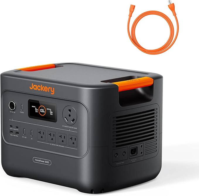 Jackery HomePower 3000 Portable Power Station, 3600W (Surge 7200W) Output, 3072Wh LFP Battery Solar Generator, Essential Home Backup for Home Use, Power Outage, RV, Emergencies (Solar Panel Optional)