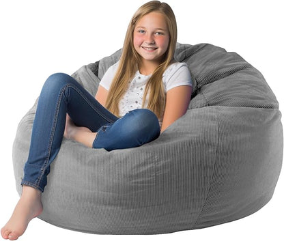 Premium Corduroy Stuffed Animal Storage Bean Bag Chair Cover (No Filler) for Organizing Plush Toys Or Textile Stuffable Bean Bag Sack for Adults Teens Children Lazy Chair Playroom Washable Cover